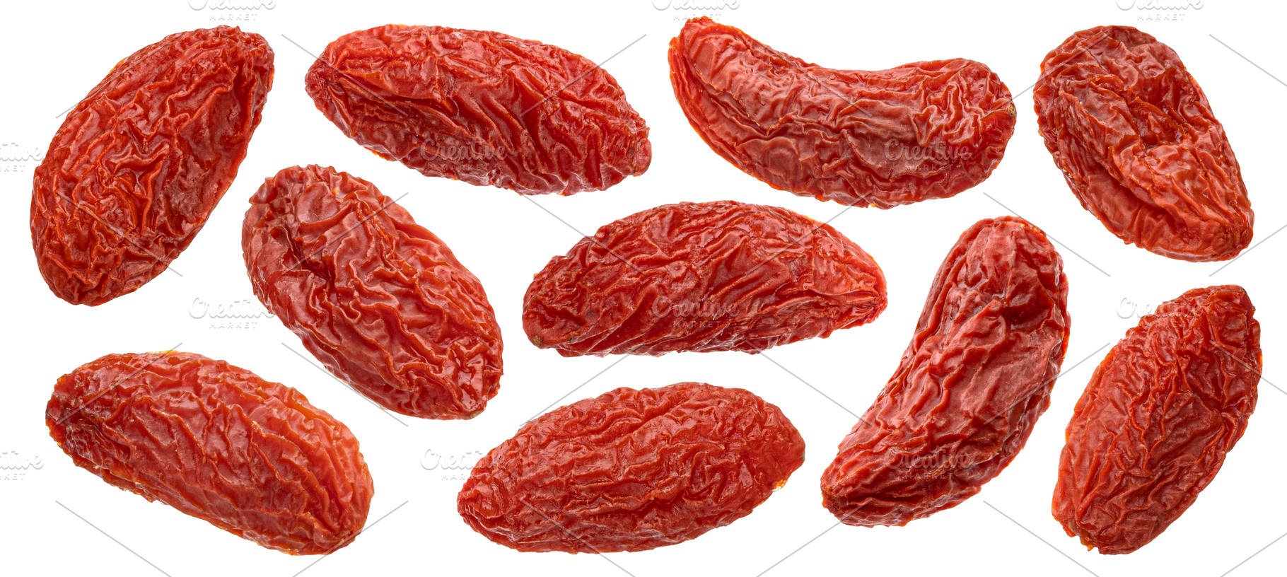 Dried goji berries isolated on white, a Food & Drink Photo by Max Lashcheuski