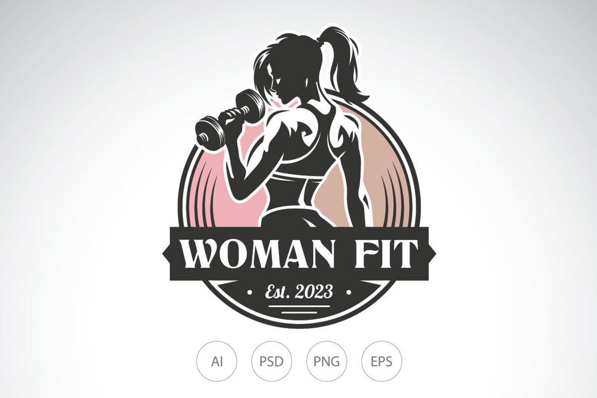 Vintage Woman Fitness Logo Template, a Branding & Logo Template by Heavtryq Design (Photo 1 of 4)