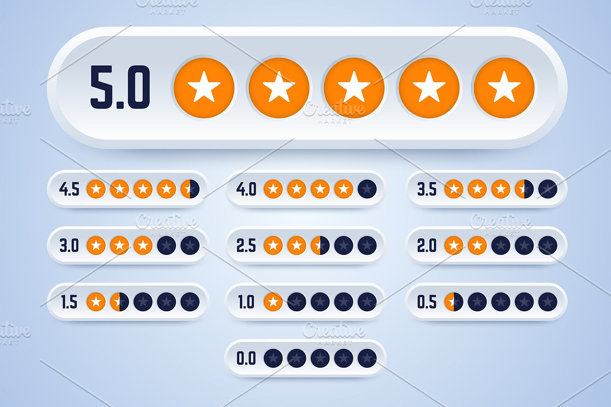 Set of rating labels with stars., an Object Graphic by zaniman