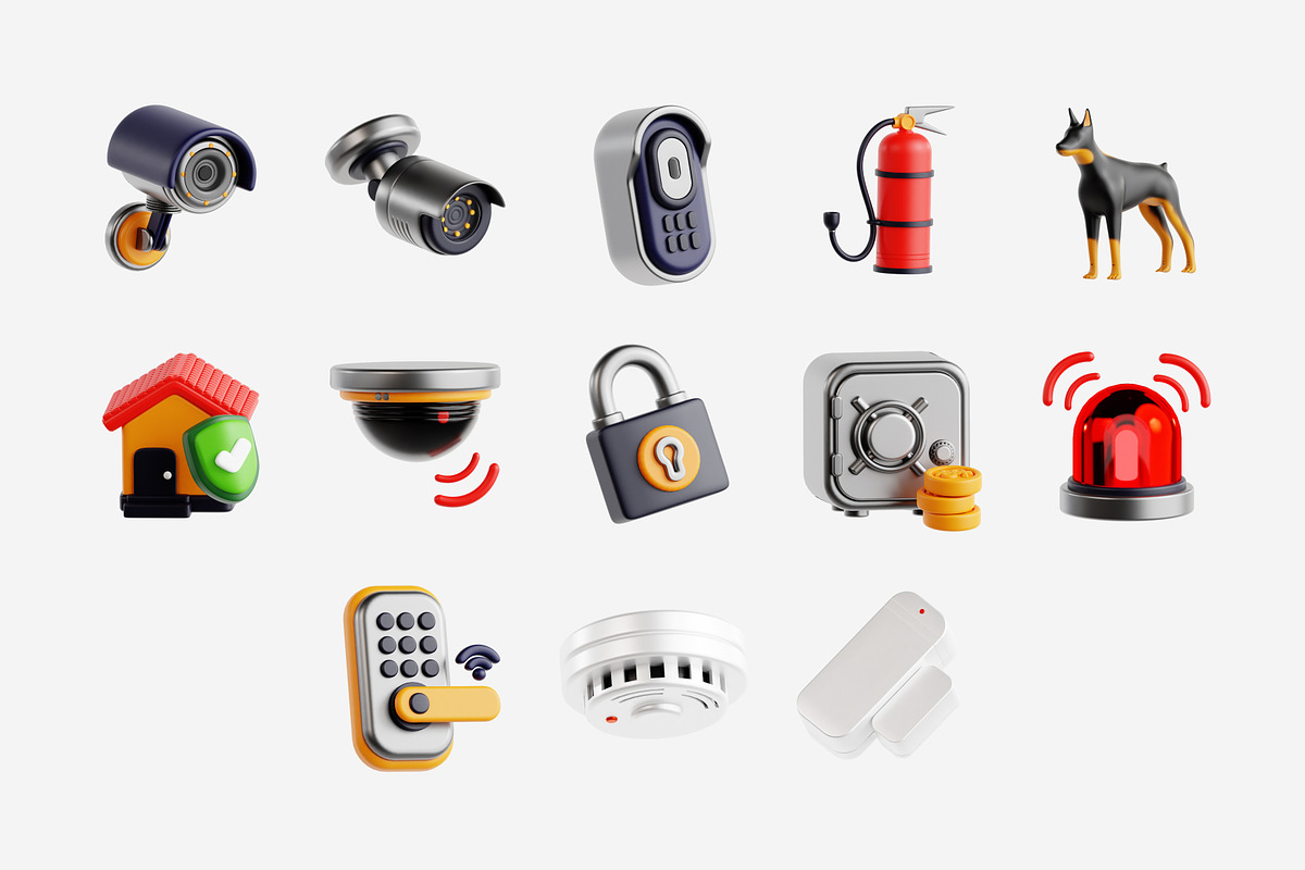 Safety & Security 3D Icon Set, an Object 3D Model by Eklip Studio (Photo 2 of 3)