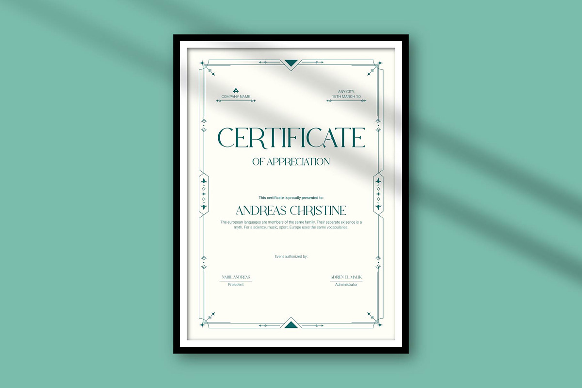 Modern Art Deco Certificate preview 2