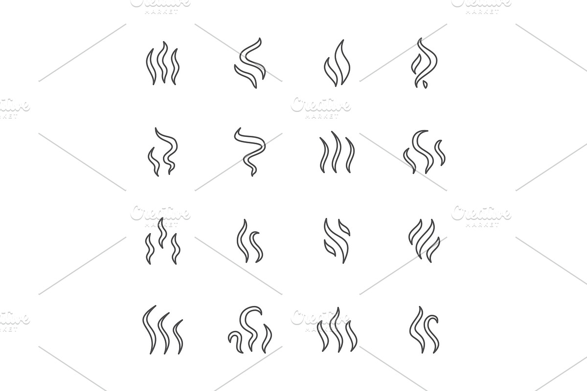 Smoke Line Icons, an Outline Icon by Nadiinko (Photo 2 of 2)