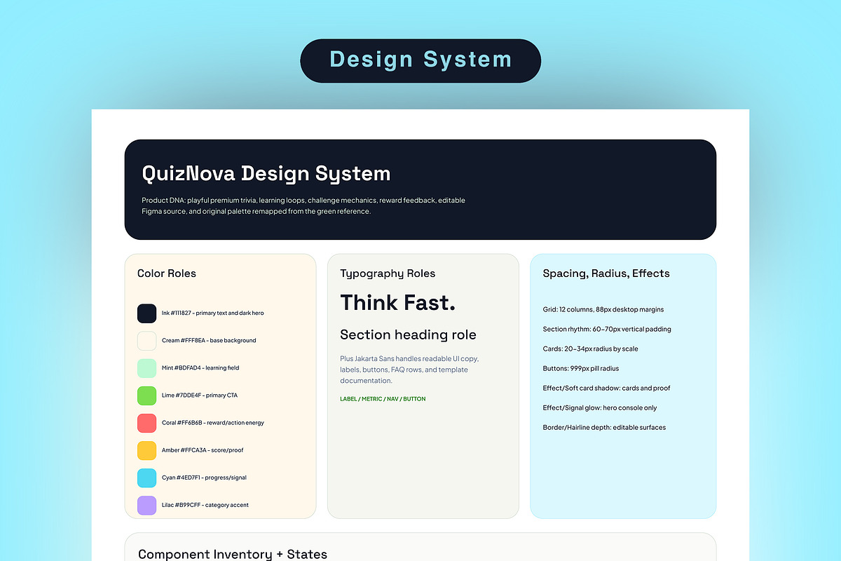 Gamified Quiz App Landing Page, an UI Kit Template by Pitchlook.Studio (Photo 2 of 3)