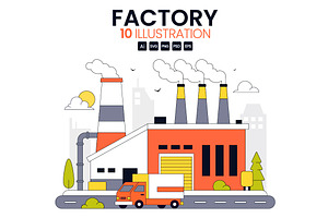10 Factory Vector Illustration, an Object Illustration by denayunebgt
