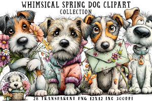 Whimsical Spring Dog Clipart, an Illustration by OK Design