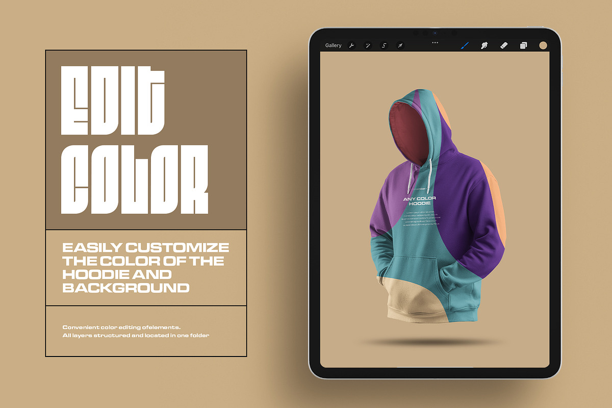 Mockup Oversize Hoodie for Procreate, a Hoody Mockup by Grow Design Craft Studio (Photo 2 of 7)