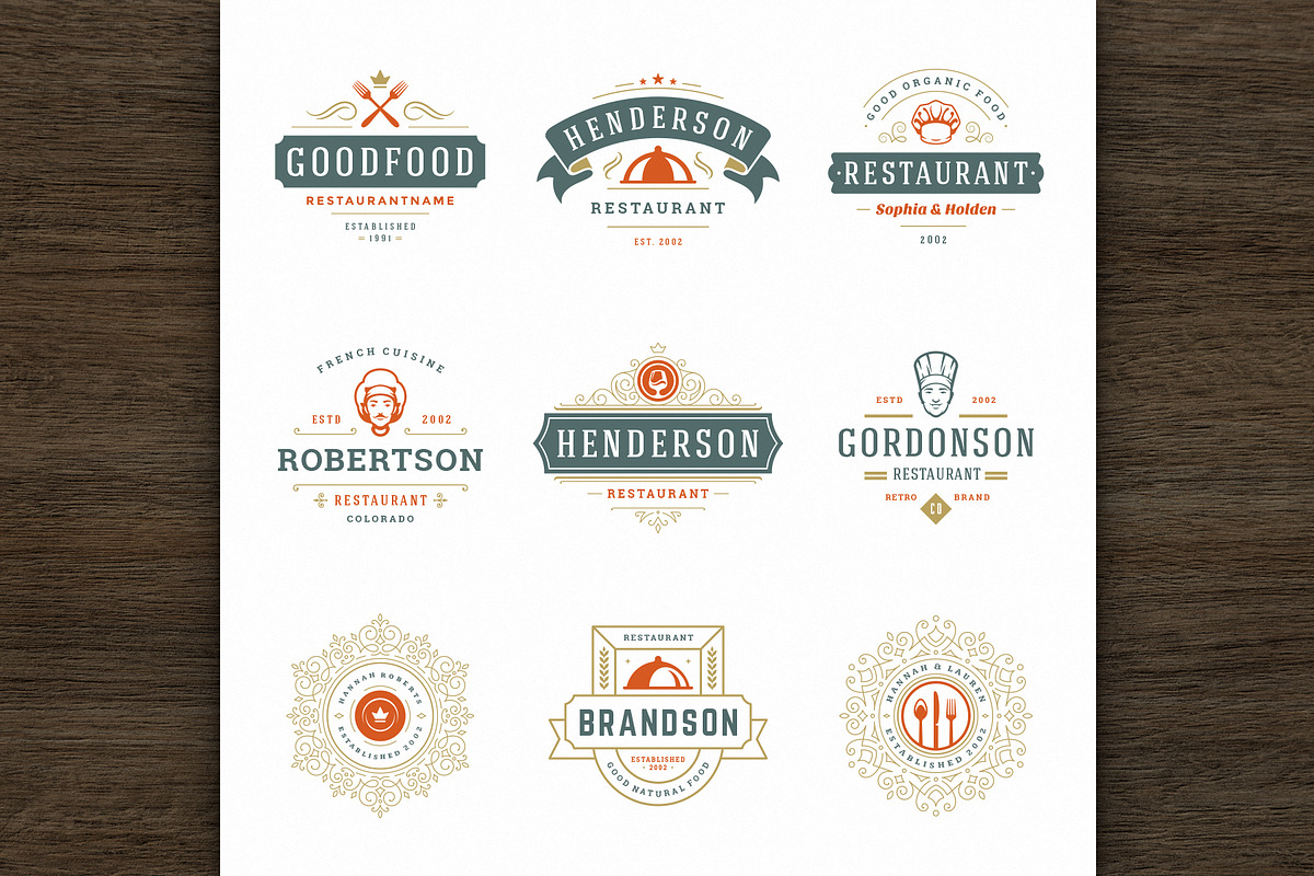 36 Restaurant Logos and Badges, a Branding & Logo Template by Vasya Kobelev (Photo 7 of 20)