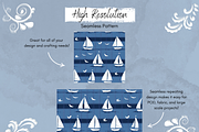 Blue Sailboat Fisherman Pattern, a Pattern Graphic by Paper & Pattern Studio (Thumbnail 3 of 9)