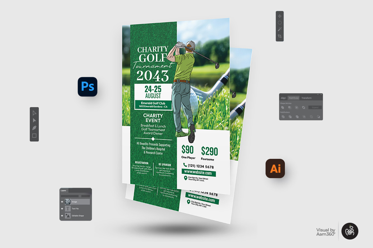 Golf Tournament Flyer Template, a Flyer Template by Aam360 (Photo 2 of 3)