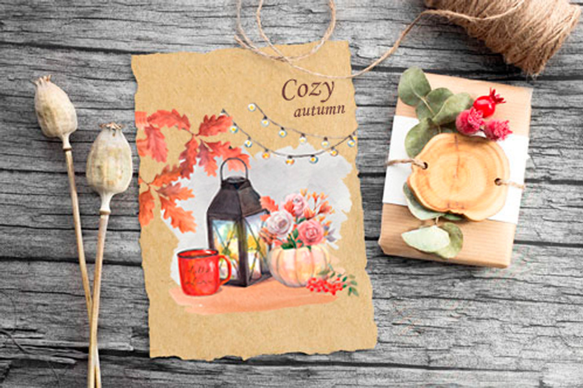 Watercolor autumn decor compositions, a Decorative Illustration by yulia.sukhanova (Photo 4 of 4)