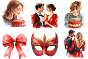 Red Birthday Watercolor Clipart, an Illustration by SinaCreation (Thumbnail 4 of 5)