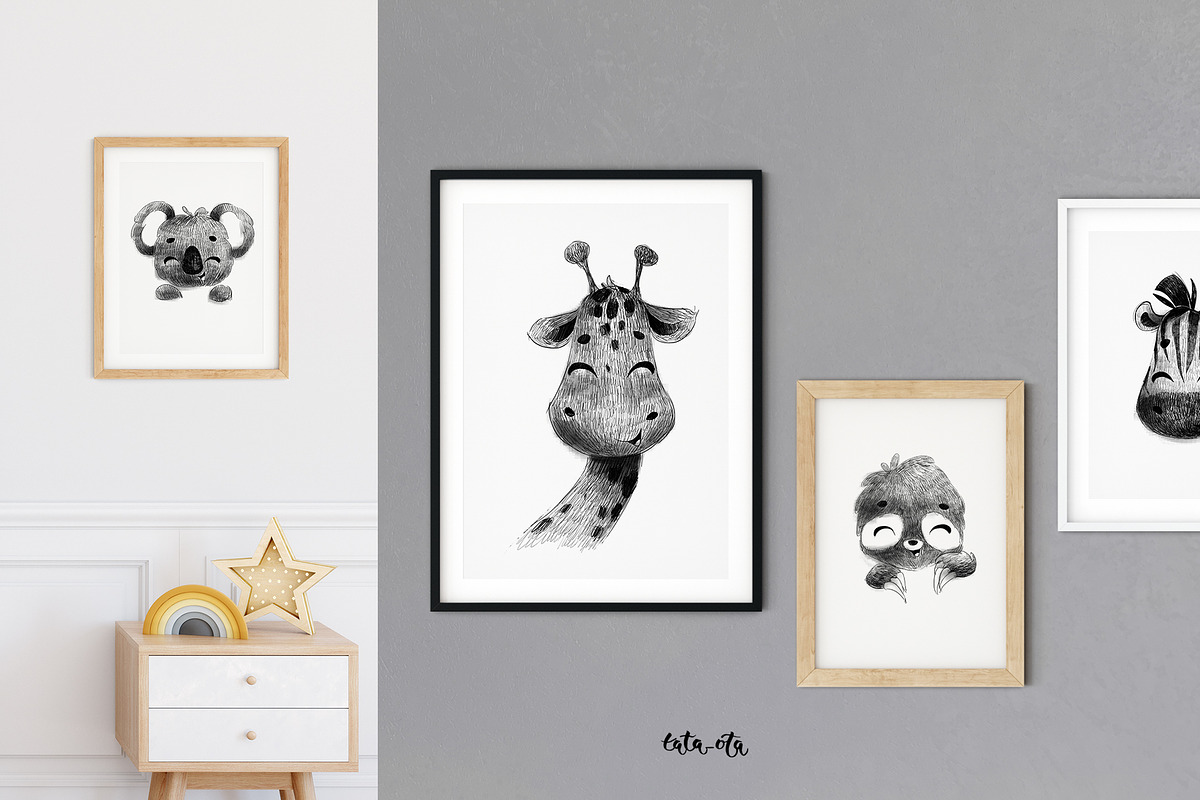Cute animal faces. Posters, an Animal Illustration by tata_ota (Photo 3 of 8)