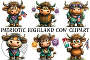 Patriotic Highland Cow Clipart, an Illustration by OK Design (Thumbnail 2 of 6)