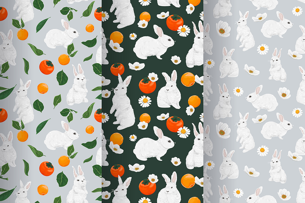 Rabbits and Fruits. Vector Patterns, a Pattern Graphic by HmarkaShop (Photo 3 of 3)