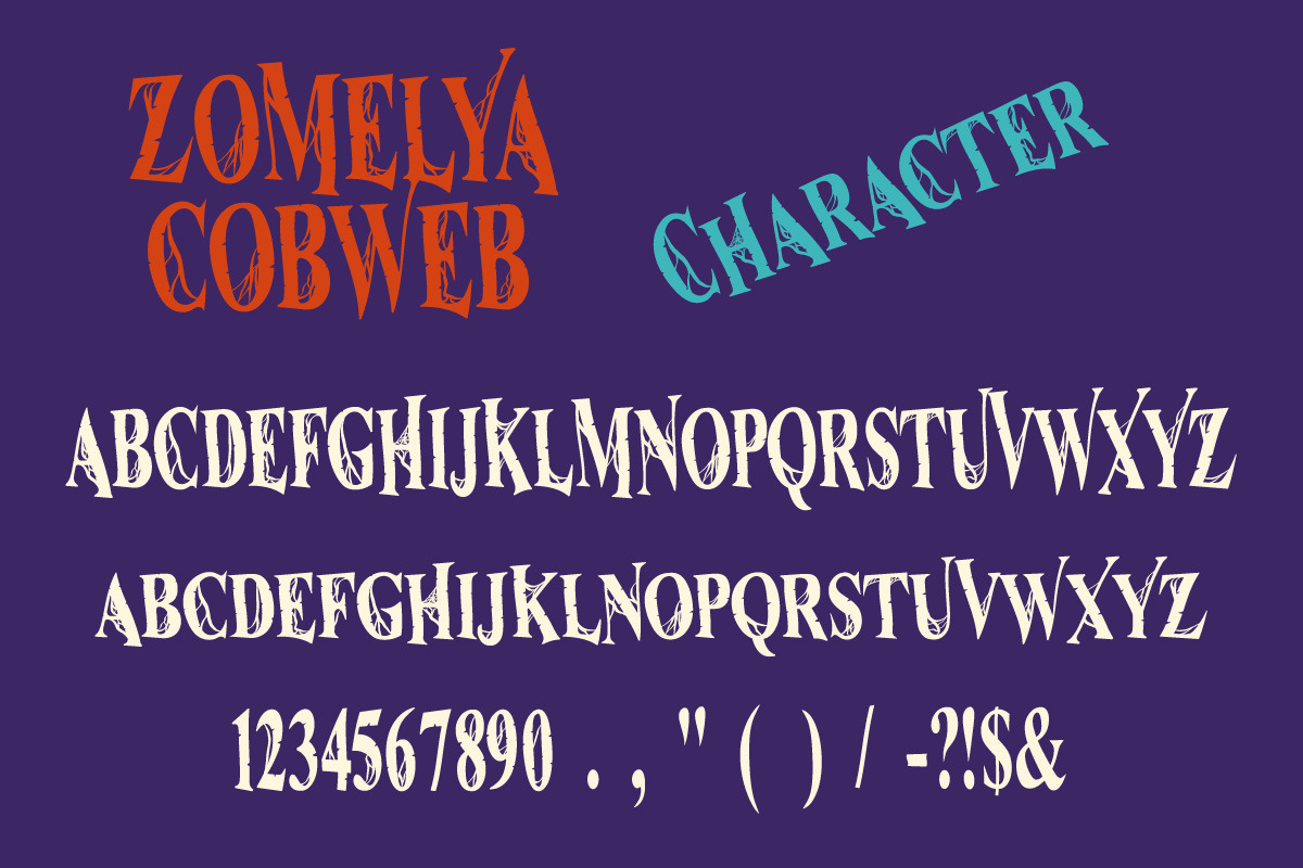 Zomelya Cobweb Horror Display Typefa, a Font by IHDSTD (Photo 6 of 6)