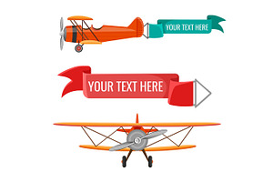 Two Biplanes With Advertising Posters Vector Air Means Of Transportation