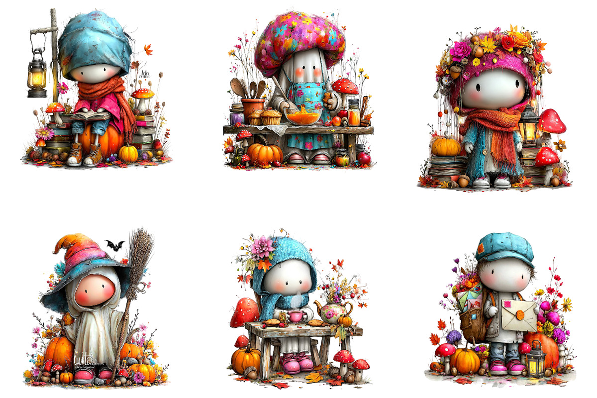 Cute Ghost Clipart Bundle, a Seasonal Illustration by CreationArt (Photo 2 of 7)