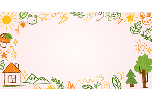 Colorful kindergarten border with, a Texture Illustration by art PVP - market
