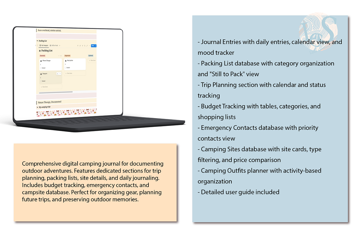Digital Camping Journal & Organizer, a Websites & App Template by Little Creative Scribbles (Photo 5 of 8)