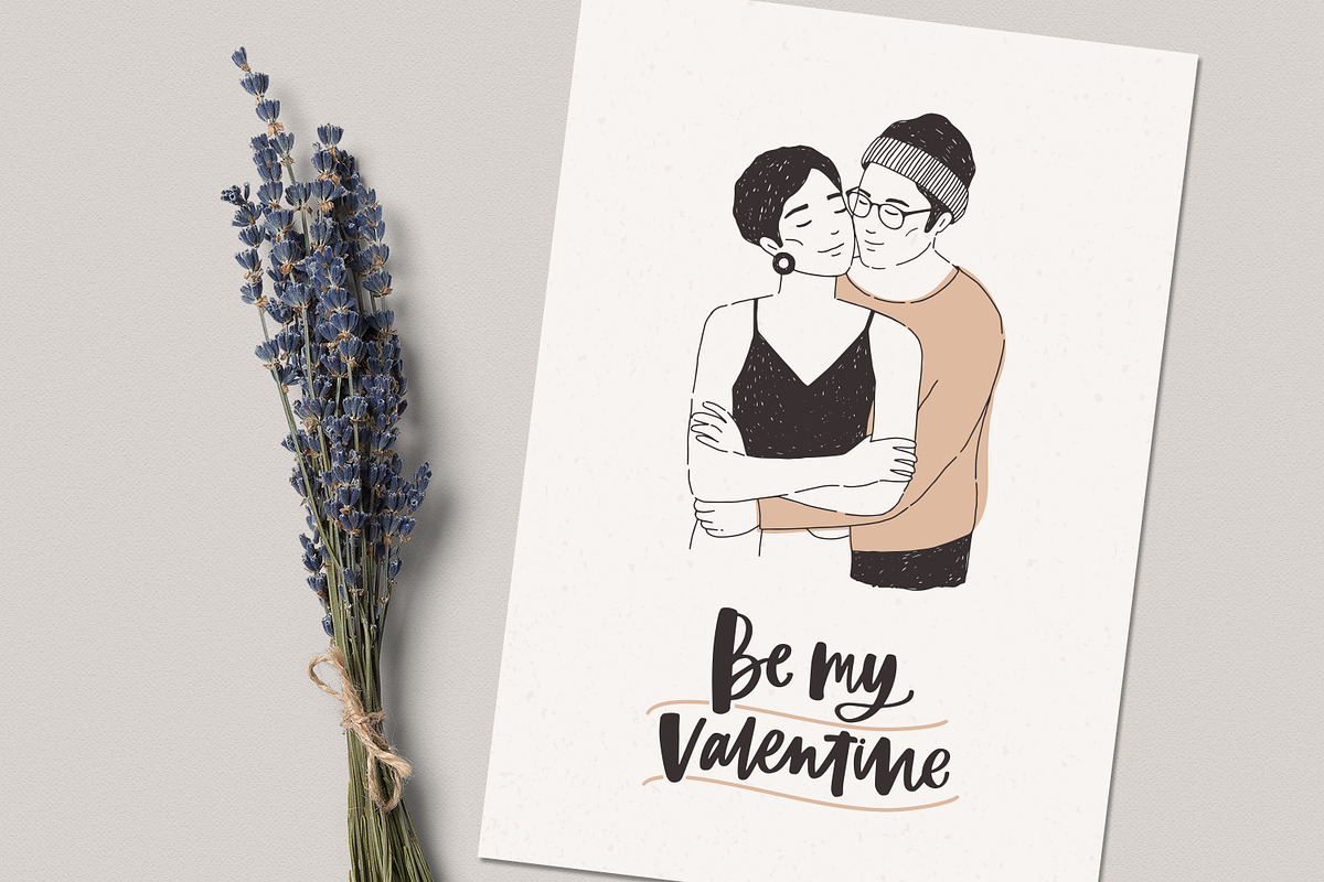Love couples set + greeting cards, a Person Illustration by Good Studio (Photo 7 of 10)