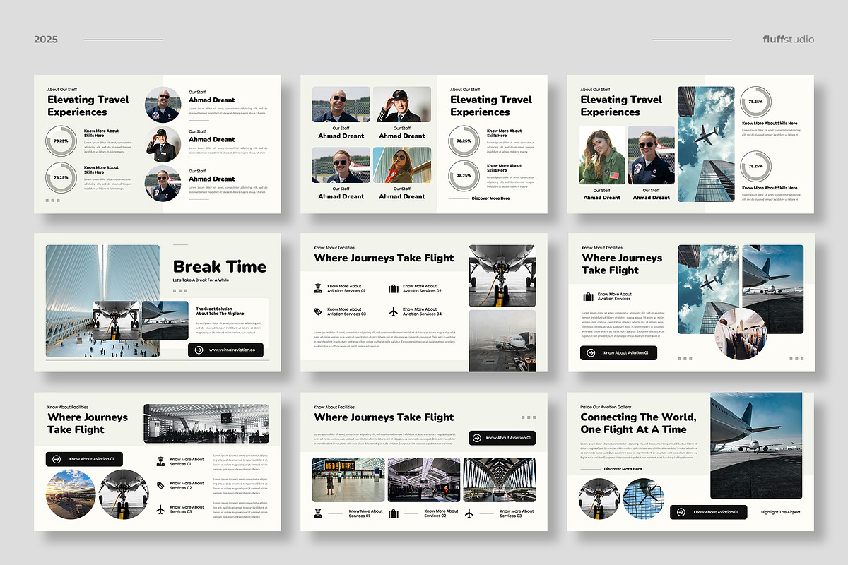 Airline Aviation Powerpoint Template, a Presentation Template by fluffstudio (Photo 3 of 4)