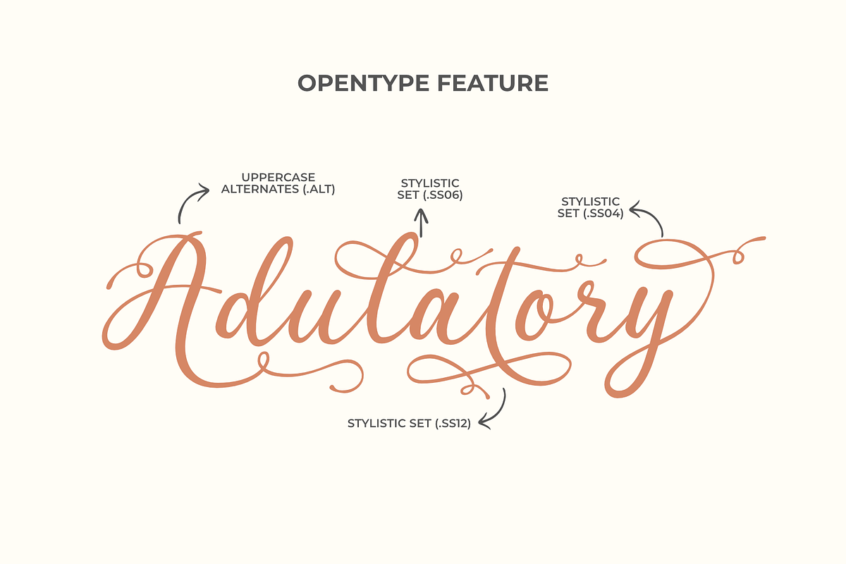Adulatory - a Modern Font, a Script Font by Ali Hamidi (Photo 3 of 9)