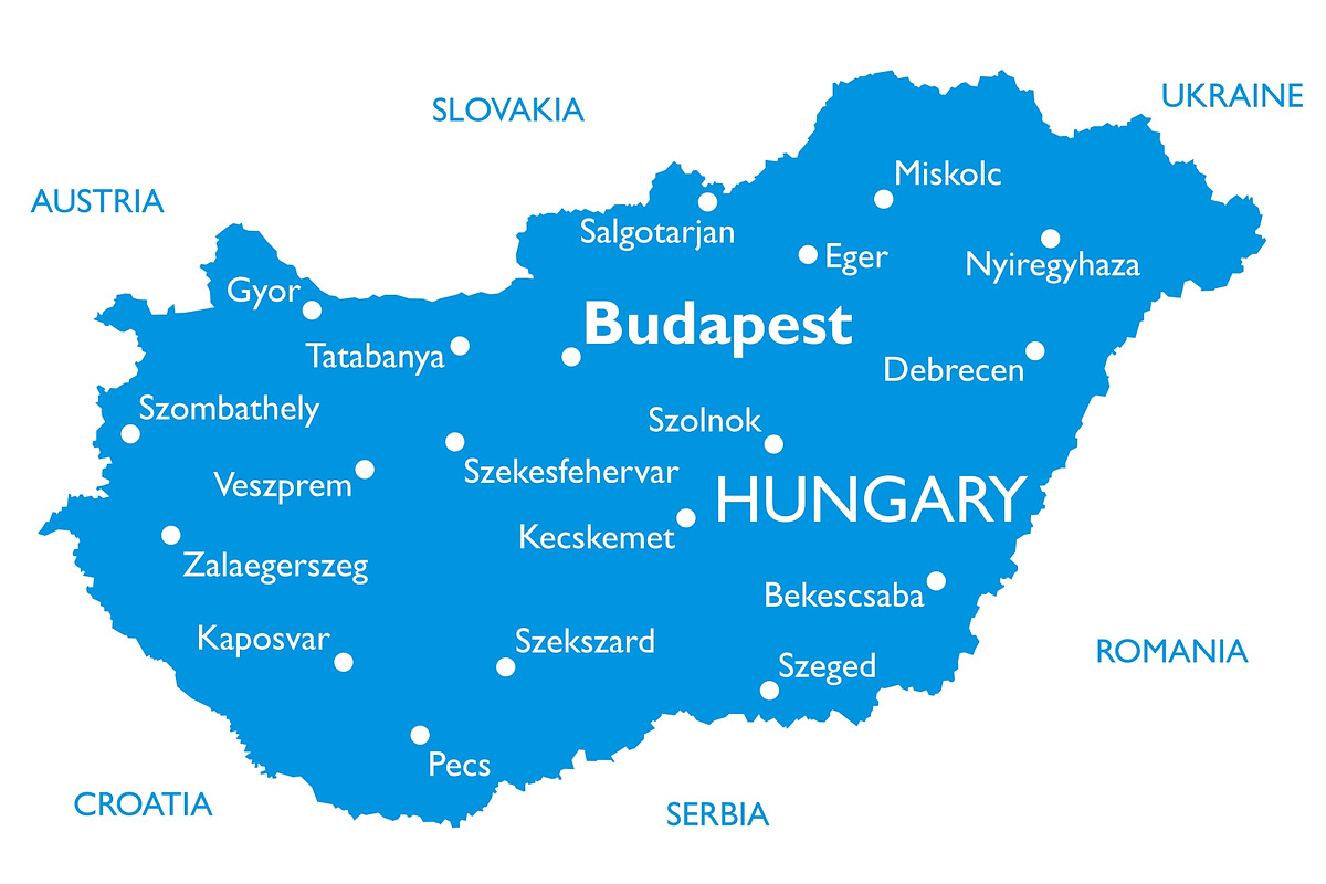 Vector map of Hungary, an Illustration by ilynx