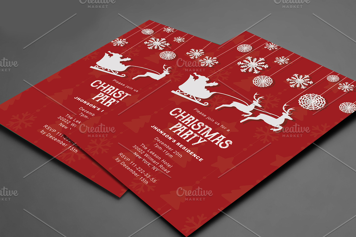Christmas Party Invitations Template, an Invitation Template by Madhabi Studio (Photo 4 of 5)