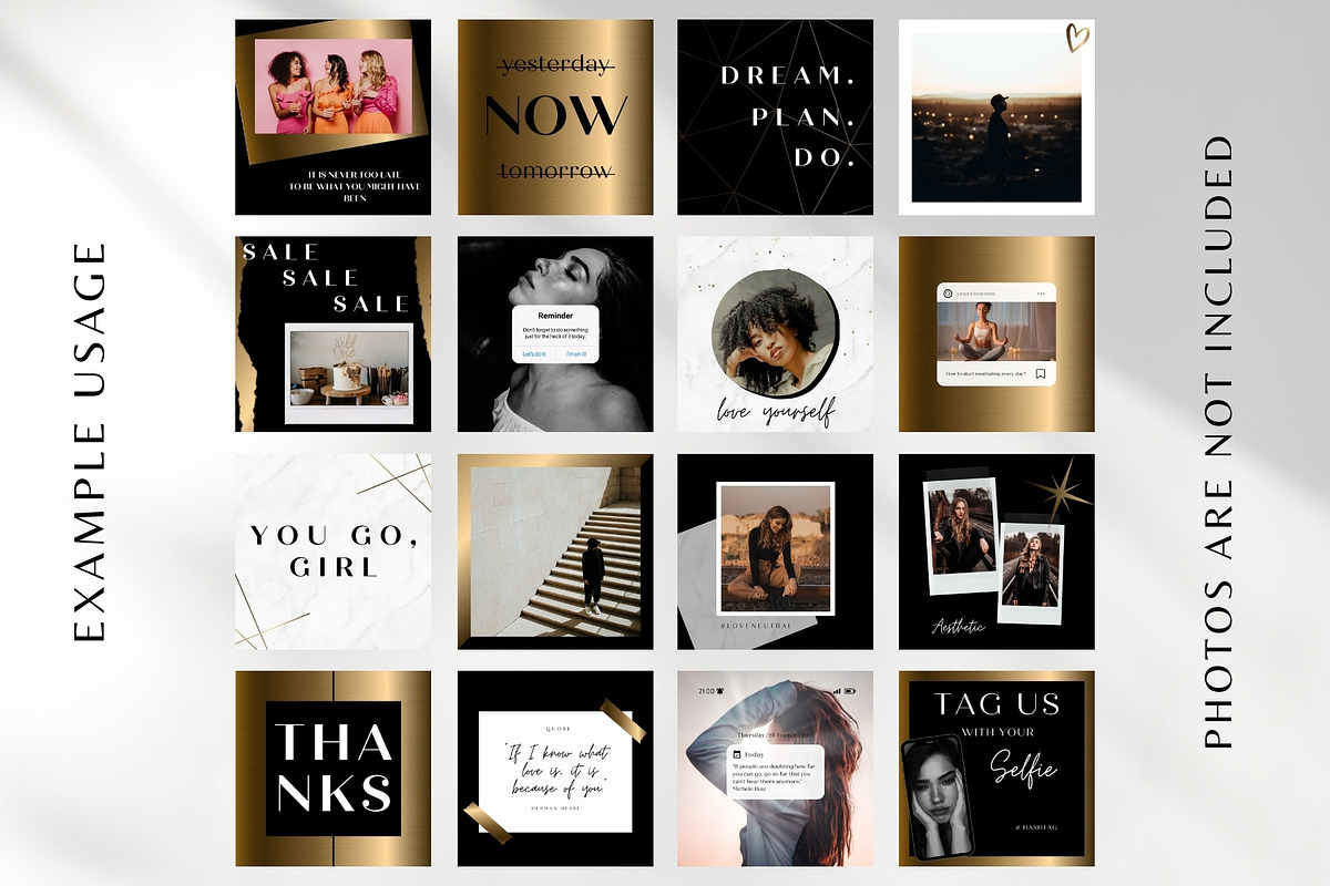 Gold and Black Instagram Templates, a Templates & Theme by Boltik Studio (Photo 7 of 10)