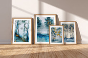 Blue Forest Landscape Art, a Decorative Illustration by Housui Patterns (Thumbnail 5 of 12)