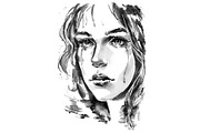 Crying Woman Ink painting, a Person Illustration by Elena Naumchenkova (Thumbnail 1 of 3)