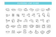 Plumbing and Sink Line Icons Set, an Outline Icon by Tettygreen (Thumbnail 1 of 2)