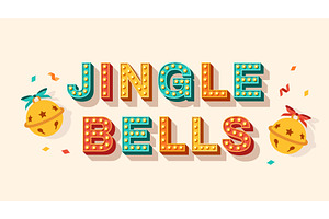 Jingle bells retro text logo, an Object Illustration by kotoffei