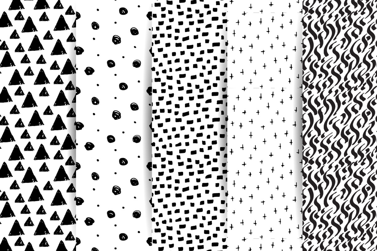 Sketch monochrome seamless patterns, a Pattern Graphic by Tumana_Net (Photo 3 of 7)