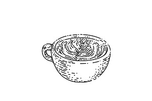 Coffee Mug With Cream Pattern Sketch