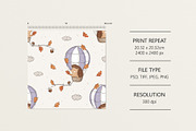 Hedgehog and air balloon, a Pattern Graphic by Olena Kuznietsova (Thumbnail 4 of 10)