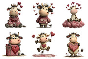 Whimsical Valentine Cow Clipart, an Illustration by DreamArtGraphic (Thumbnail 3 of 5)