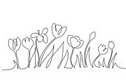 wildflowers with leaves in field, a Decorative Illustration by Valenty (Thumbnail 3 of 3)