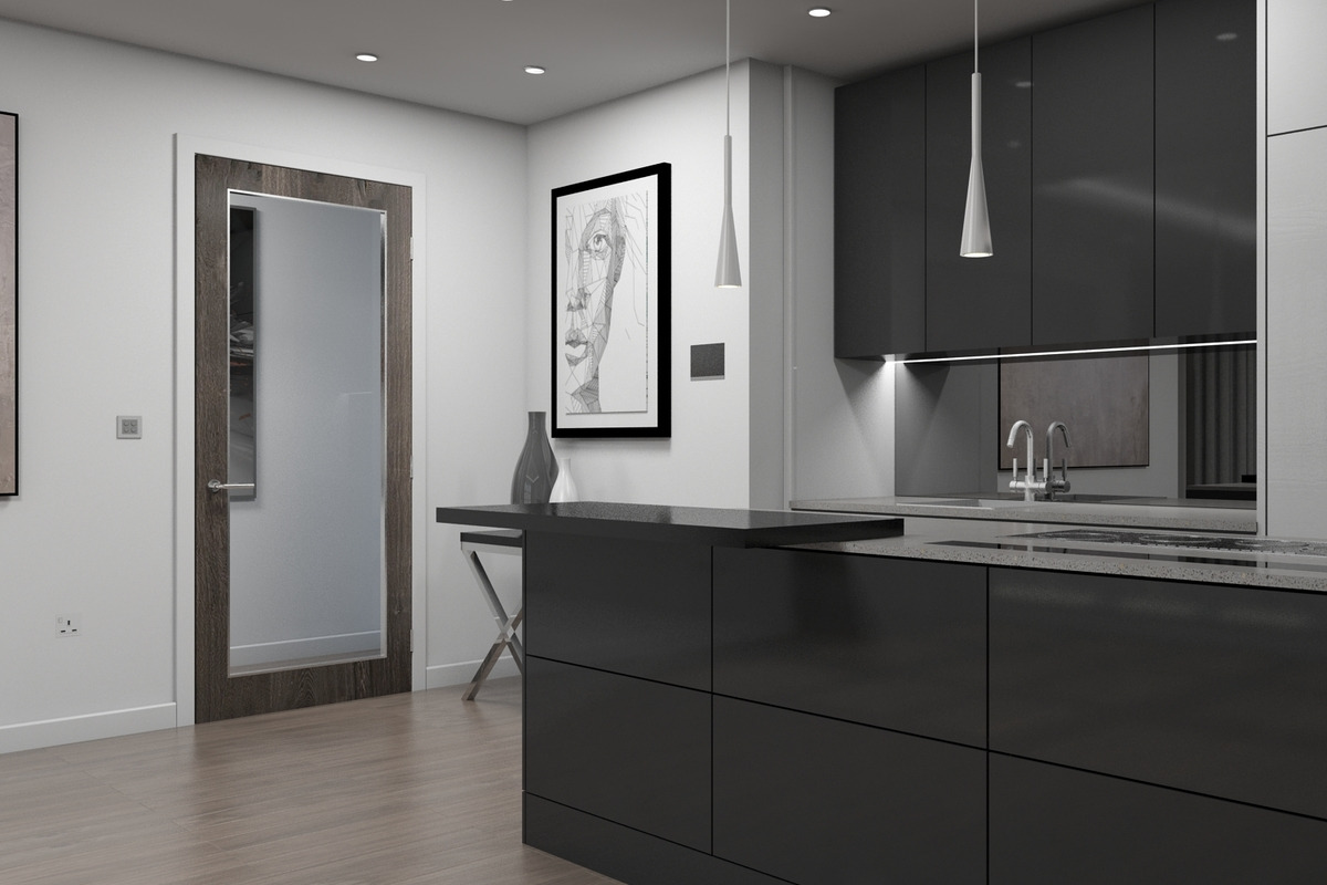 3D Living Room Kitchen Interior, an Architecture 3D Model by Giimann (Photo 8 of 9)