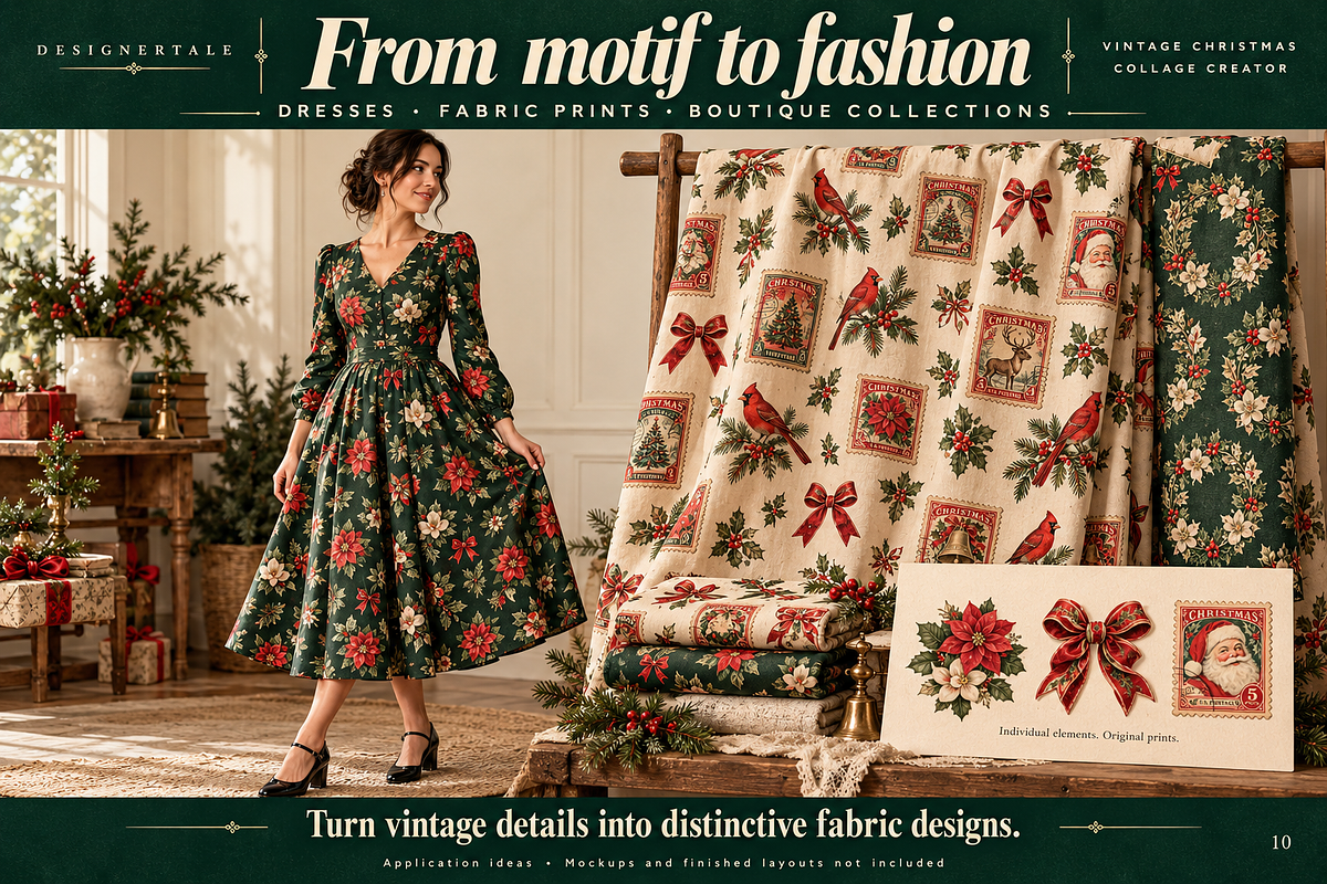 Vintage Christmas Collage Creator, an Object Graphic by Designertale (Photo 10 of 10)