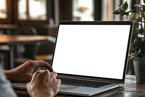 Person working on blank white laptop, a Person Photo by MistyDay