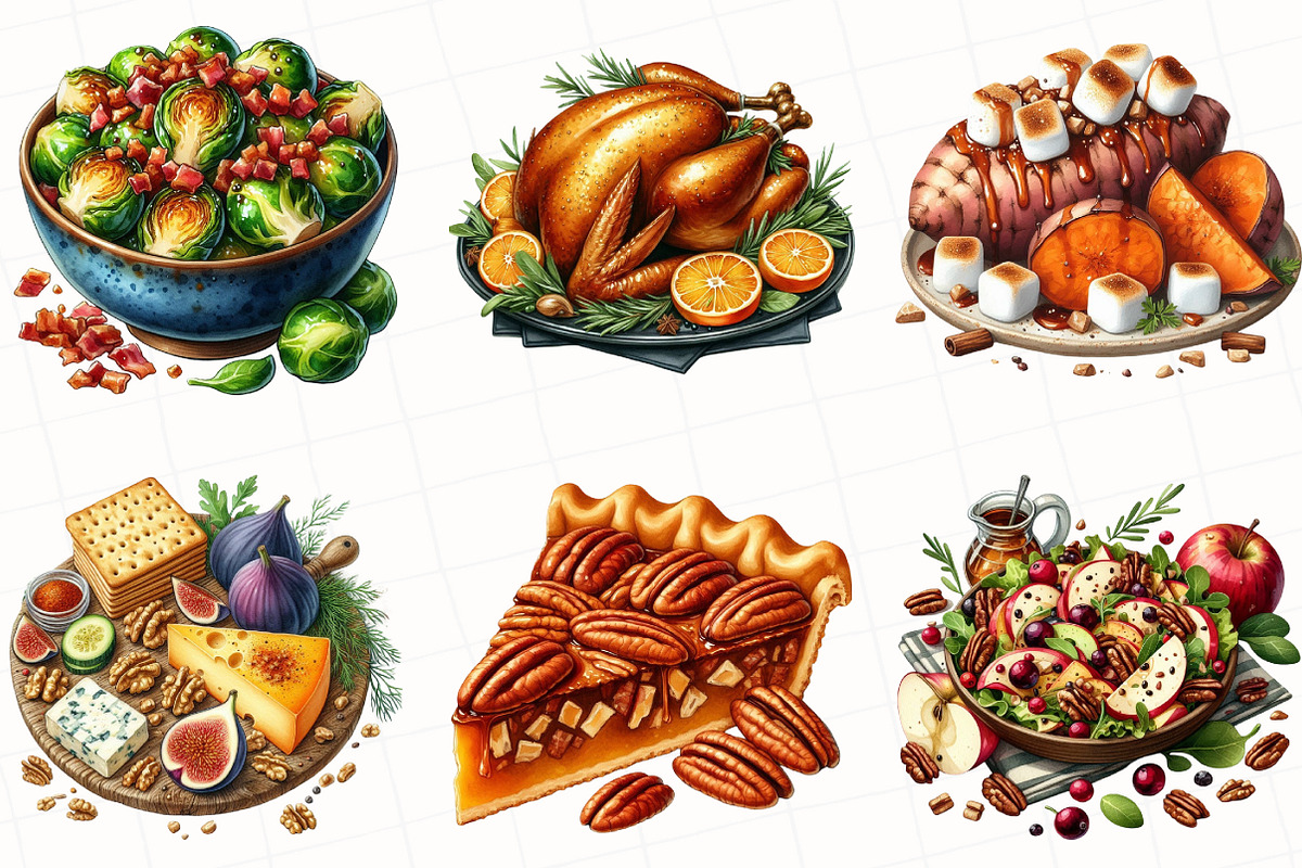 Watercolor Thanksgiving Food Clipart, an Illustration by OK Design (Photo 2 of 5)
