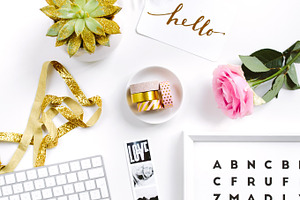 Pretty minimal flatlay stock photo featuring applekeyboard, apple, and