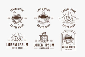 Set Of Line Art Coffee Logo