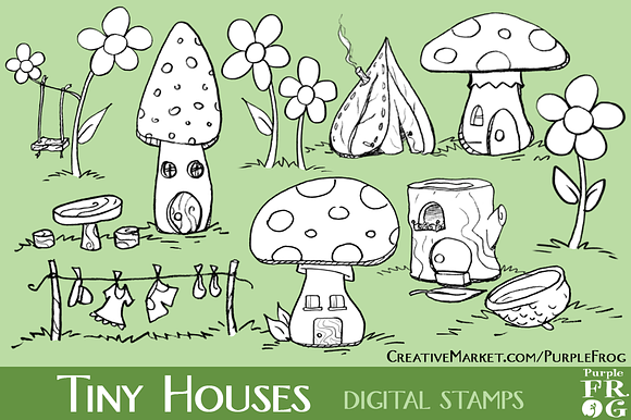 Tiny Houses Digital Stamps