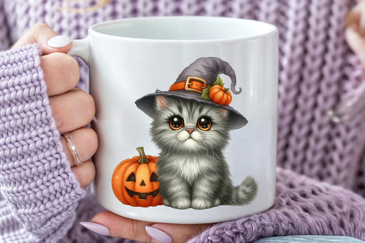 Watercolor Autumn Cat Clipart, an Illustration by Rose Art (Photo 7 of 9)