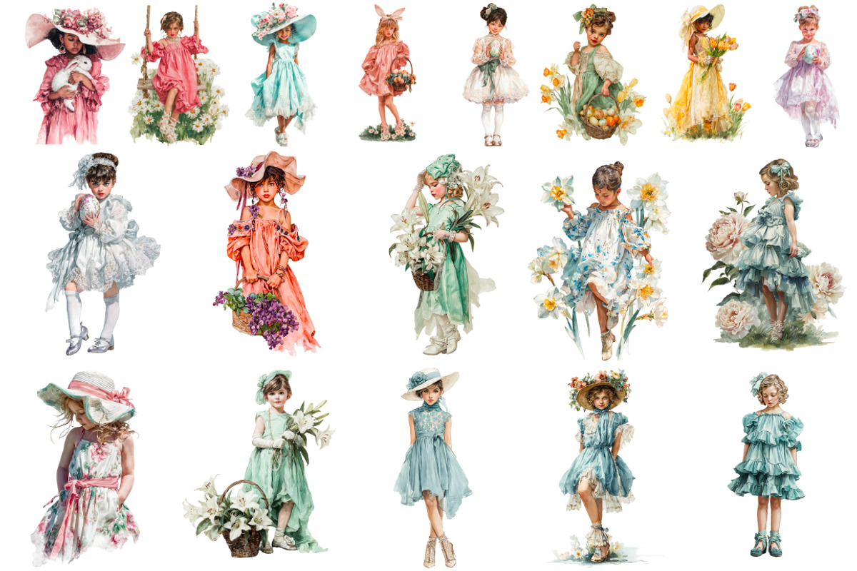 Vintage Retro Clipart Bundle 5 in 1, a Person Illustration by InkyQueenArt (Photo 6 of 9)