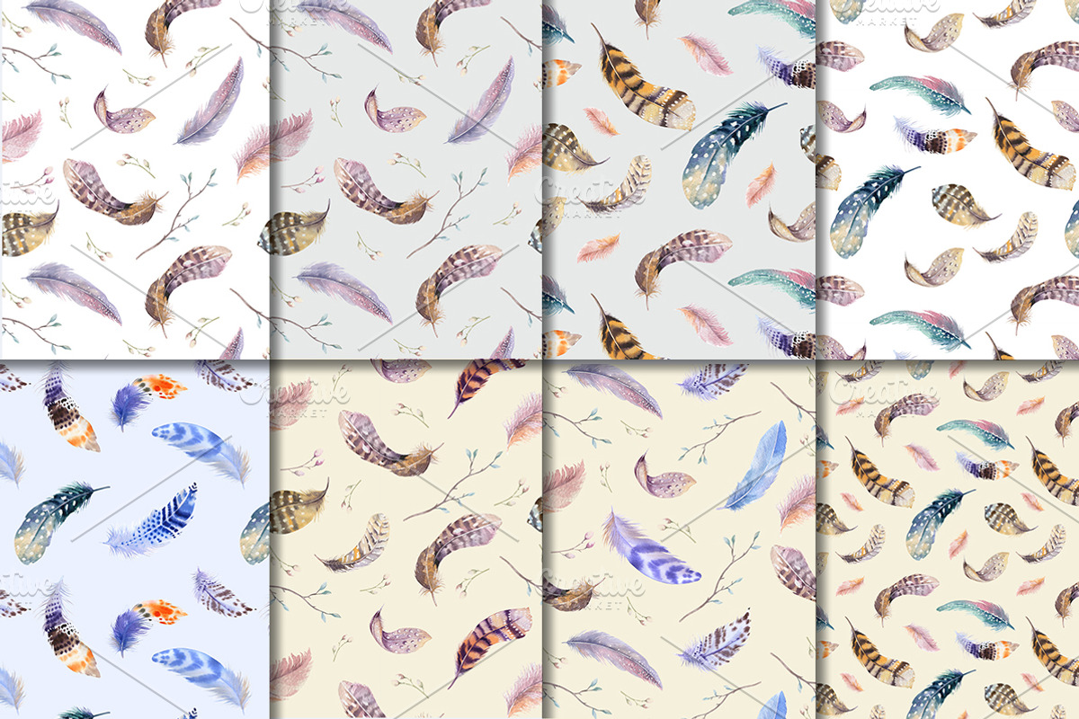 Watercolor BOHO feather DIY_5, a Texture Illustration by Peace ART (Photo 5 of 5)