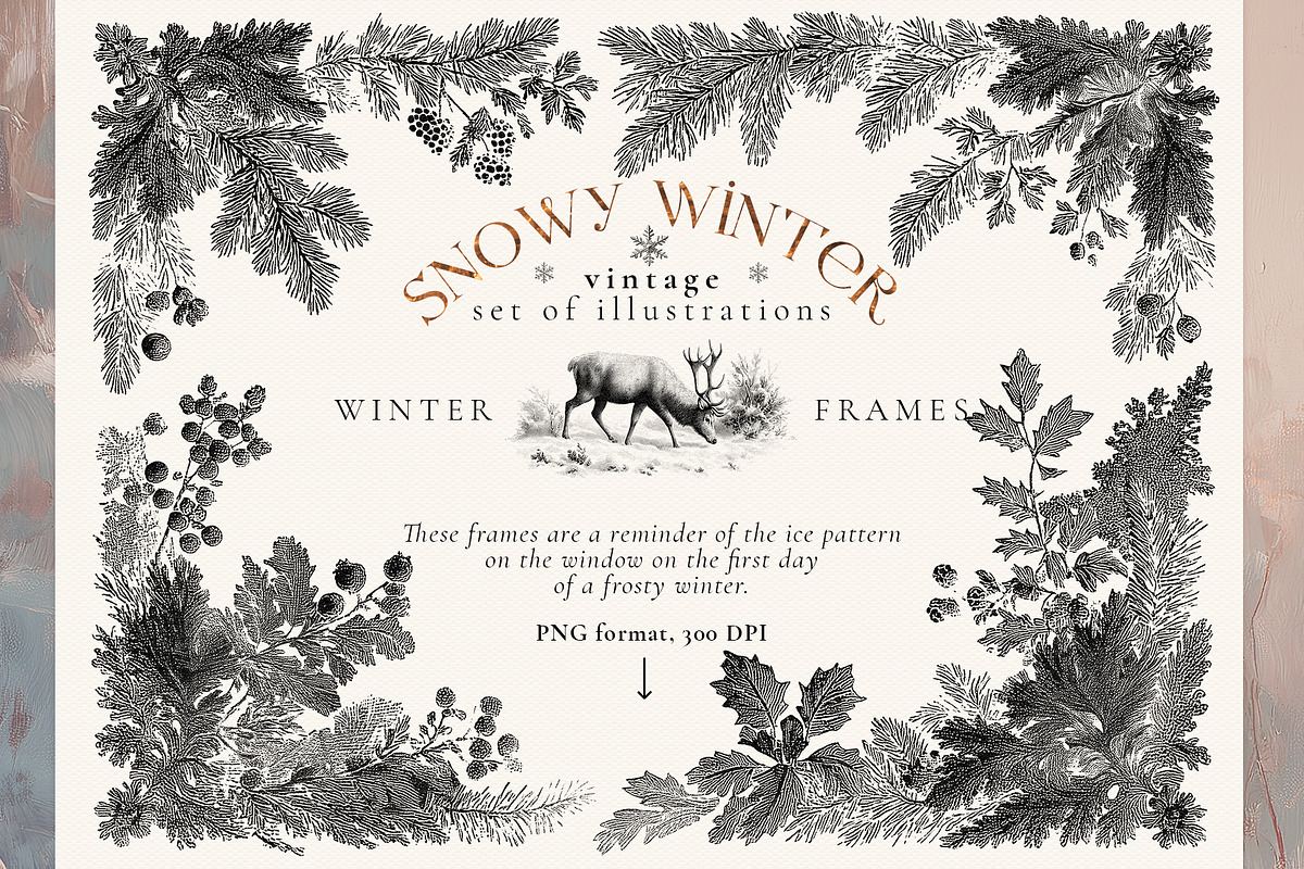 Snowy Winter - vintage illustrations, a Seasonal Illustration by Pamyatka Shop (Photo 3 of 17)