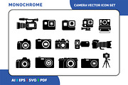 Camera Icon Set Simple Black & White, a Solid Icon by Fontmine Studio (Thumbnail 1 of 3)